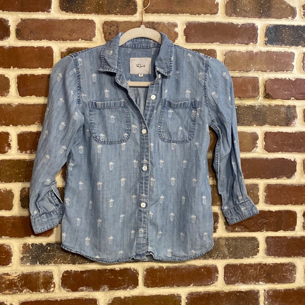 Rails button down jean shirt with pineapple design size 10